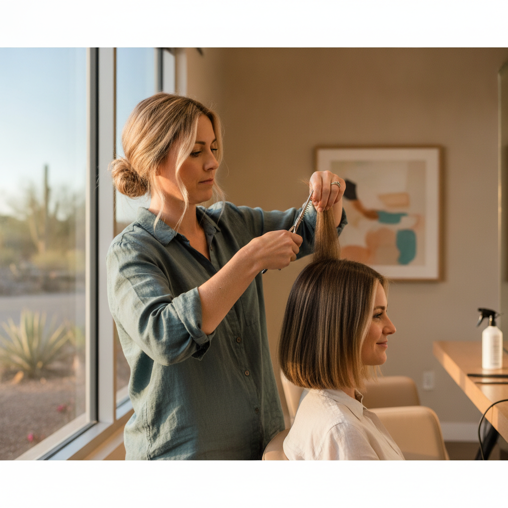 hair salon near me in Scottsdale AZ women’s haircut for thinning flat hair volume