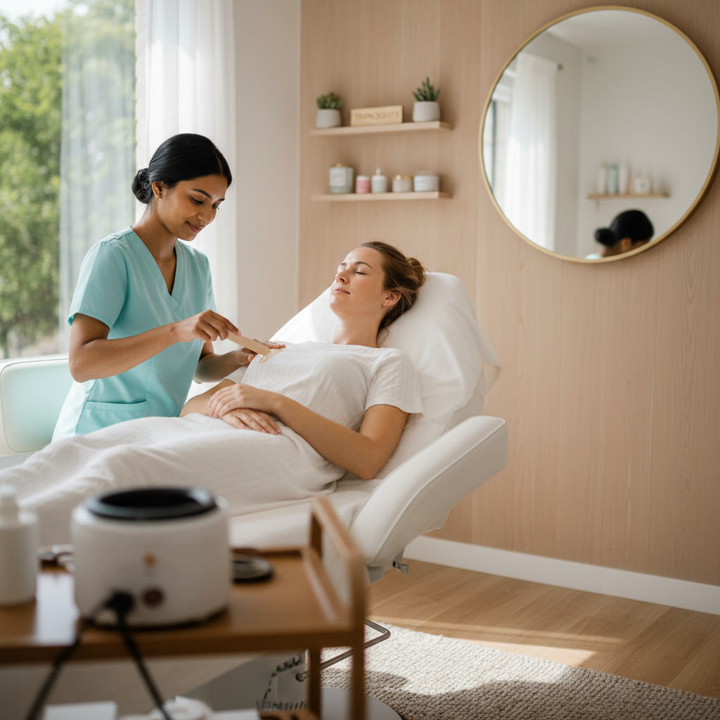 Aesthetic waxing treatment in a spa
