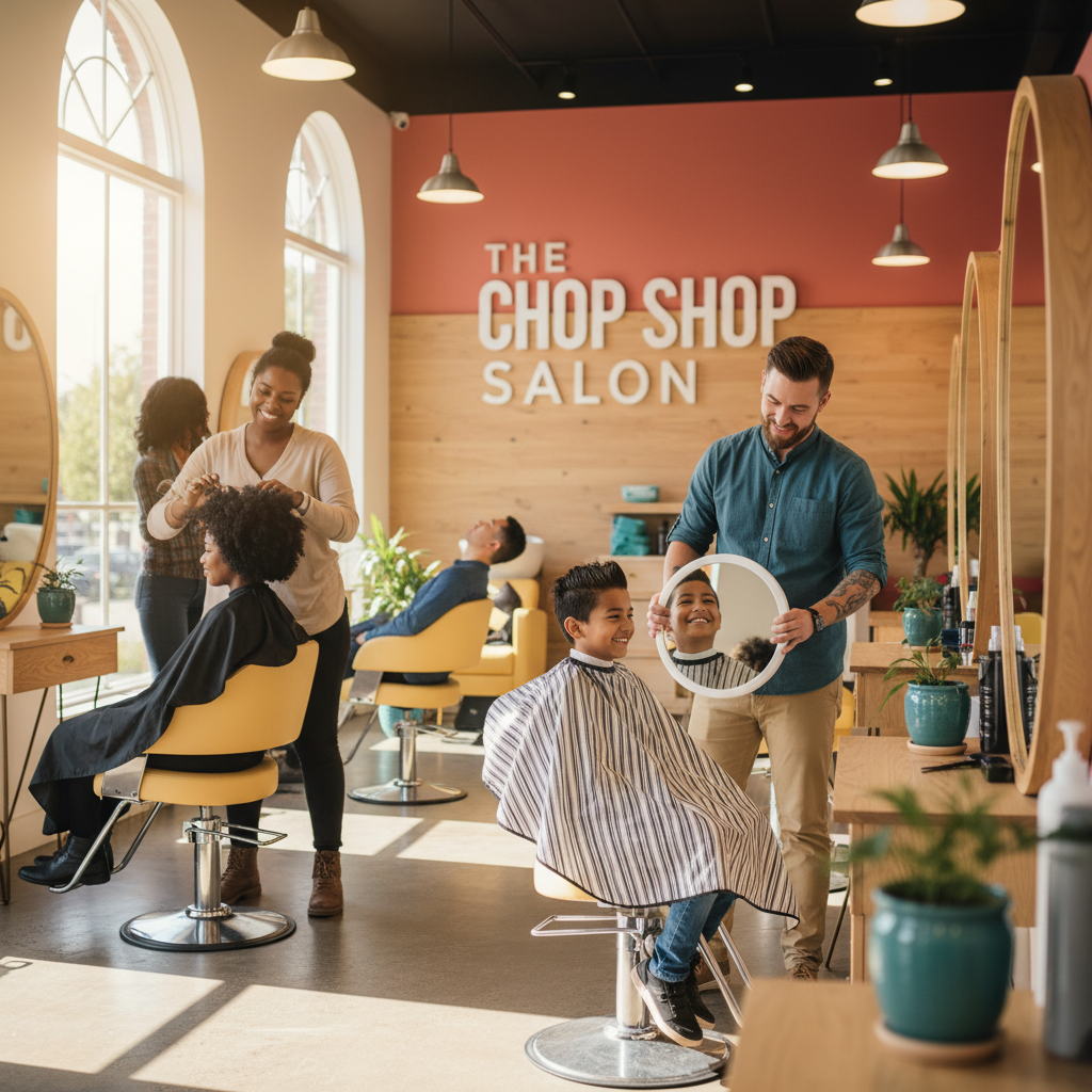 A family getting haircuts at Abhishek Hair Salon in Scottsdale
